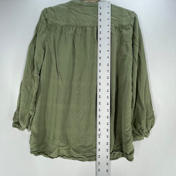 Old Navy Blouse Womens Size S Green Bohemian Boho Hippie Prairie Tunic Top - Picture 4 of 7